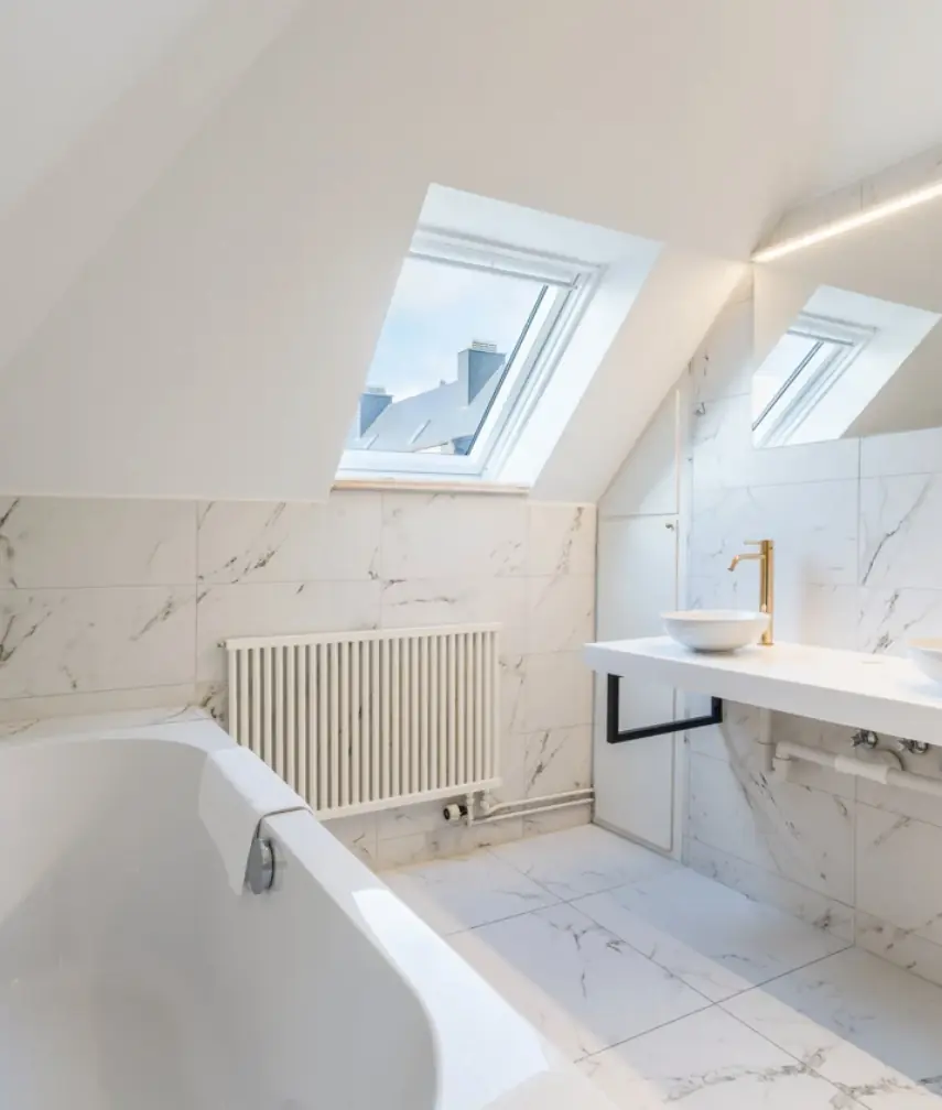 Badkamer in vakantiehuis aan zee